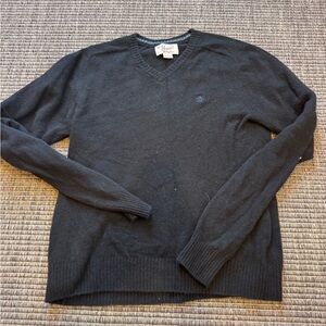 Elegant V-Neck Black 100% Lambswool Sweater for Men